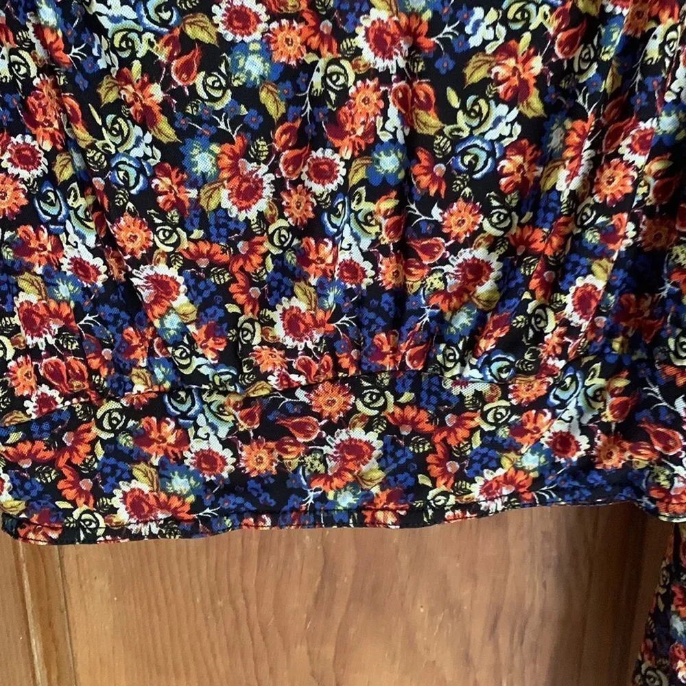 Free People All Doled Up floral long sleeve mesh turtleneck crop top